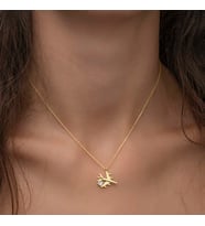 Gümüş Gold Tek Taşlı Uçak Kadın Kolye
