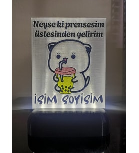 Kişiye Özel İsimli Hediyelik Kablolu Led Lamba - M1 - Neyse ki Prensesim (Beyaz)