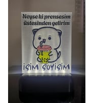 Kişiye Özel İsimli Hediyelik Kablolu Led Lamba - M1 - Neyse ki Prensesim (Beyaz)