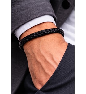 Black Braid Essential – İnce Örgü Hakiki Deri Erkek Bileklik-50-682