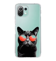 PrintiFy Xiaomi Mi 11 Lite ile Uyumlu Kedi 3 Kamera Korumalı Şeffaf Kılıf
