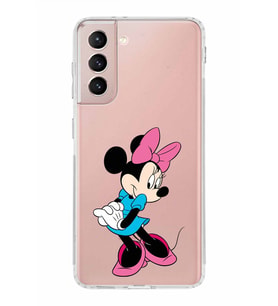 Samsung Galaxy S21  Kamera Korumalı Kapak Minnie Mouse Tasarımlı  Şeffaf  Kılıf