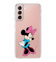 Samsung Galaxy S21  Kamera Korumalı Kapak Minnie Mouse Tasarımlı  Şeffaf  Kılıf