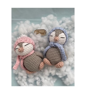 Amigurumi Mini Sevimli Penguen Kardeşler Organik El Örgüsü Oyuncak