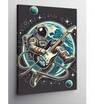 Kanvas Tablo Uzayda Gitar Çalan Astronot