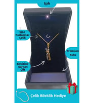 Doğum Günlerine Özel Işıklı Premium Kutuda Hug Me (SARIL BANA) Çelik Kolye (Gold)
