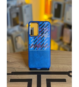 Samsung A16 Uyumlu Piksel Desenli ve Deri Detaylı Premium Stil Kılıf (Mavi)