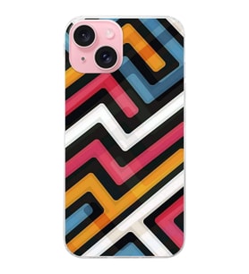 PrintiFy iPhone 15 Plus Uyumlu Labirent Grafiti Tasarımlı Slim Fit Şeffaf Silikon Kılıf
