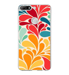 PrintiFy Huawei Y7 2018 ile Uyumlu 1mm Slim Fit Retro Renkler 5 Baskılı Şeffaf  Kılıf