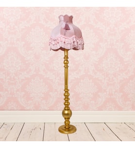 Vintage Ahşap Gold Ayak Pudra Pembe Lambader Püskül Süsleme 170x45cm Lm10422