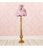 Vintage Ahşap Gold Ayak Pudra Pembe Lambader Püskül Süsleme 170x45cm Lm10422