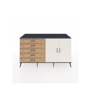Kronos Konsol 2 Raflı 5 Çekmeceli 2 Kapaklı 176x59x99 Antrasit-Aytaşı/Çam