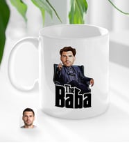 BK Gift Kişiye Özel Babalar Günü Hediyesi Godfather Baba Karikatürlü Kupa Bardak-8 (Beyaz)