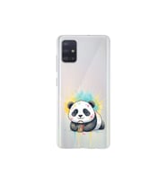 Samsung Galaxy A51 ile Uyumlu Splash Panda Tasarımlı Şeffaf Silikon Kılıf