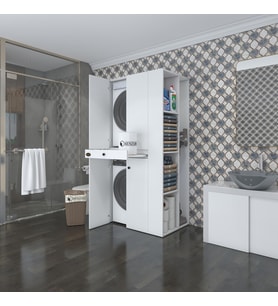 Kenzlife çamaşır-kurutma makinesi dolabı ahi evranmdf sağ byz 187*090*60 çekmeceli % 100 FULL MDF (Beyaz)