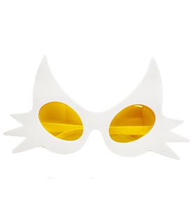 Beyaz Renk Bıyık Tasarımlı Kedi Parti Gözlüğü 19x11 cm (5680)