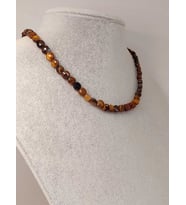 Kaplan Gözü Taşı YASSI Faset Kesim Kolye 6x4mm (Sabit Klipsli)