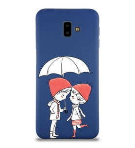 Samsung Galaxy J6 Plus Uyumlu Lansman Kılıf Aşk Tasarımlı İçi Kadife Kapak-Lacivert (Şeffaf)