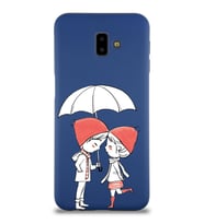 Samsung Galaxy J6 Plus Uyumlu Lansman Kılıf Aşk Tasarımlı İçi Kadife Kapak-Lacivert (Şeffaf)