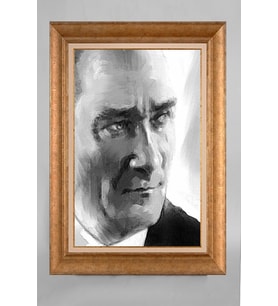 Altın Varaklı Paspartulu Çerçeveli Atatürk Tablo sd518