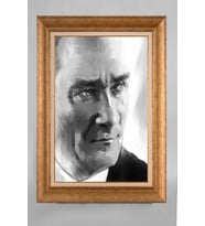 Altın Varaklı Paspartulu Çerçeveli Atatürk Tablo sd518