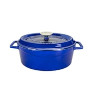 Lava Döküm Oval Tencere Döküm Demir Yekpare Kulplu Premium Serisi Ölçü 21x27cm. (Mavi)