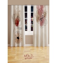 Art Flora Desenli Süet Oturma Odası Salon Fon Perde Baskılı Ekstrafor Büzgü 2 Kanat PRD-1029
