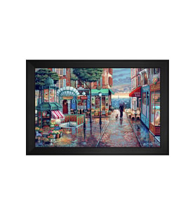 Manzara Temalı Kanvas Tablo 80 x 110 cm Siyah Çerçeve