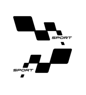 Sport Damalı Yazı Araba Oto Sticker Sağ Ve Sol Takım Siyah 14X6.5