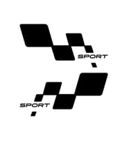Sport Damalı Yazı Araba Oto Sticker Sağ Ve Sol Takım Siyah 14X6.5