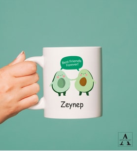 Kişiye Özel Avokado Tasarımlı Best Friends Kupa Bardak