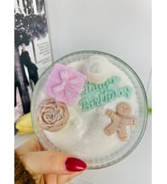 Happy birthday bowl candle / Happy Birthday Yazılı Tasarım Doğum Günü Hediye Mumu