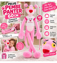 Peluş Pembe Panter 60 CM Uzun Bacaklı Yumuşak Sevimli Oyuncak Dekoratif Hediye