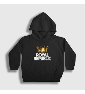 Presmono Unisex Çocuk Siyah Crown Royal Republic Kapüşonlu Sweatshirt 377751tt