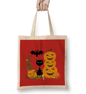 Black Cat Happy Halloween 2021 Bez Çanta Uzun Saplı