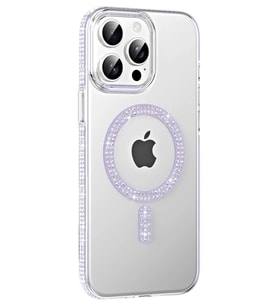 Mey İthalat® iPhone 14 Pro Max Move Taşlı Magsafe Kapak - Lila