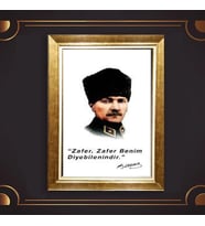 Altın Varaklı Çerçeveli Paspartulu Atatürk Tablo z4960 (Gold)