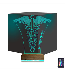Luvivia Doktor Tıp Logo Kişiye Özel 3D Lamba - Masa Gece Lambası