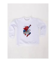 Spiderman baskılı örümcek adam pamuklu kumaş çocuk sweatshirt (Beyaz)