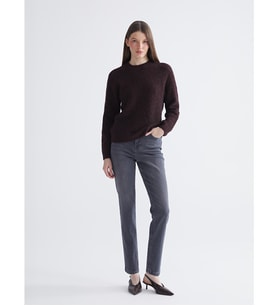 LCW Modest Gri Mom Fit Kadın Jean Pantolon