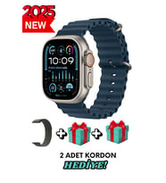 Xiaomi Redmi Note 9 Uyumlu Akıllı Saat Watch ULTRA2 49MM Kordon Hediyeli - Son Versiyon (Koyu Mavi)