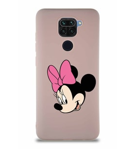 Xiaomi Redmi Note 9 Soft Premier Kapak Minnie Mouse-B Tasarımlı Silikon Kılıf - Pudra (Şeffaf)