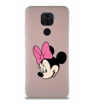 Xiaomi Redmi Note 9 Soft Premier Kapak Minnie Mouse-B Tasarımlı Silikon Kılıf - Pudra (Şeffaf)