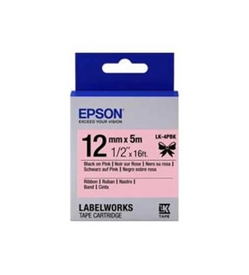 Epson LK-4PBK Siyan Üzeri Pembe 12MM 5Metre Etiket