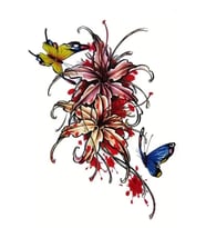 Caş Dekorasyon Kelebek Ve Çiçek Figürlü Geçici Dövme Tattoo