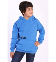 Toontoy Erkek Çocuk Kapüşonlu Kanguru Cepli Baskılı Sweatshirt (Saks)