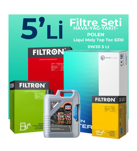 Filtron Fiat Egea 1.6 Dizel Filtre Bakım Seti Liqui Moly Motor Yağlı (2015-2023) 5 Li