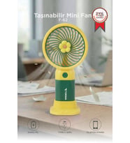 Torima Şarjlı El Vantilatörü Telefon Standlı 3 Kademeli Taşınabilir Masa Fanı F62 Yeşil