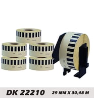 EcotagPlus Brother DK 22210  Etiket 29 mm x 30,48 m -Sürekli - 6 Adet + Tutucu