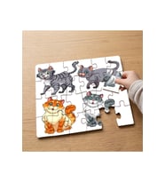 Sevimli Cins Kediler Tasarımlı 24 Parça Ahşap Çocuk Puzzle MPK1042